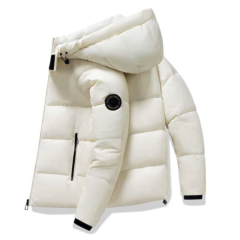 Пуховик мужской зимний 2024 новый воротник утолщение, тепло, укороченные пары повседневная белая утка пуховая куртка для женщин