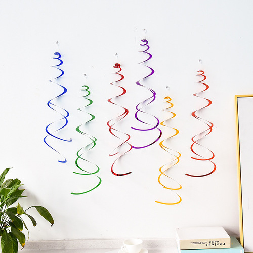 Birthday Wedding Decoration Party Christmas Arrangement PVC Spiral Decoration Wall Hanging Decoration Circle Latte Art Cross-border