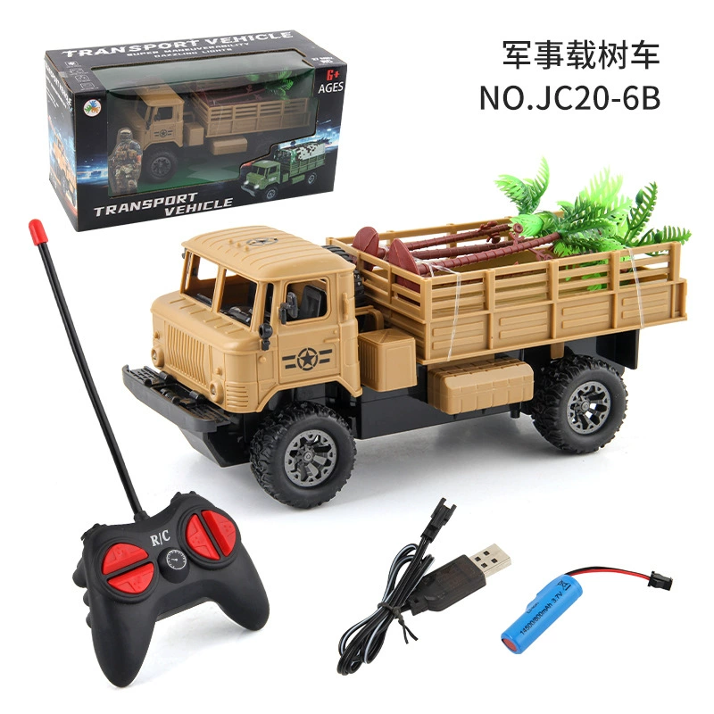 Радиоуправляемый военный грузовик (Sitong JC20) — USB‑зарядка, LED‑фары, рифлёные резиновые шины