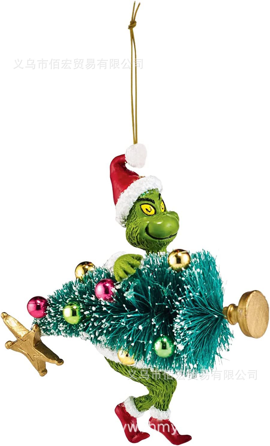 Adorno navideño de monstruo peludo verde nuevo de 2023, adorno de dibujos animados para árbol de Navidad, decoración navideña para el hogar, coche y vehículo.