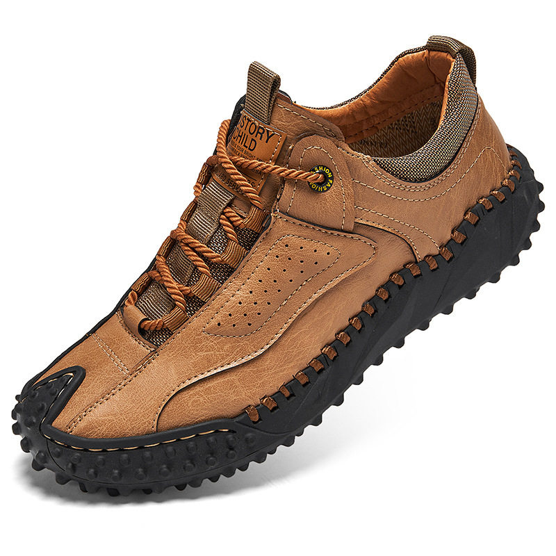 Giày lười nam da buộc dây cổ thấp đế bằng chống trượt, form rộng size lớn — 91033 kaki, 91033 màu nâu, 91033 màu đen