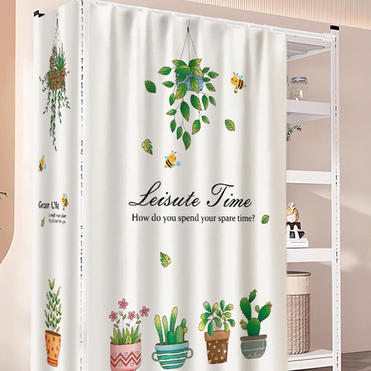 Shelf Cover Curtain Storage Rack Storage Cabinet Clutter Concealing Cloth Curtain Stainless Steel No-Drill Iron Shelf Dust Cover