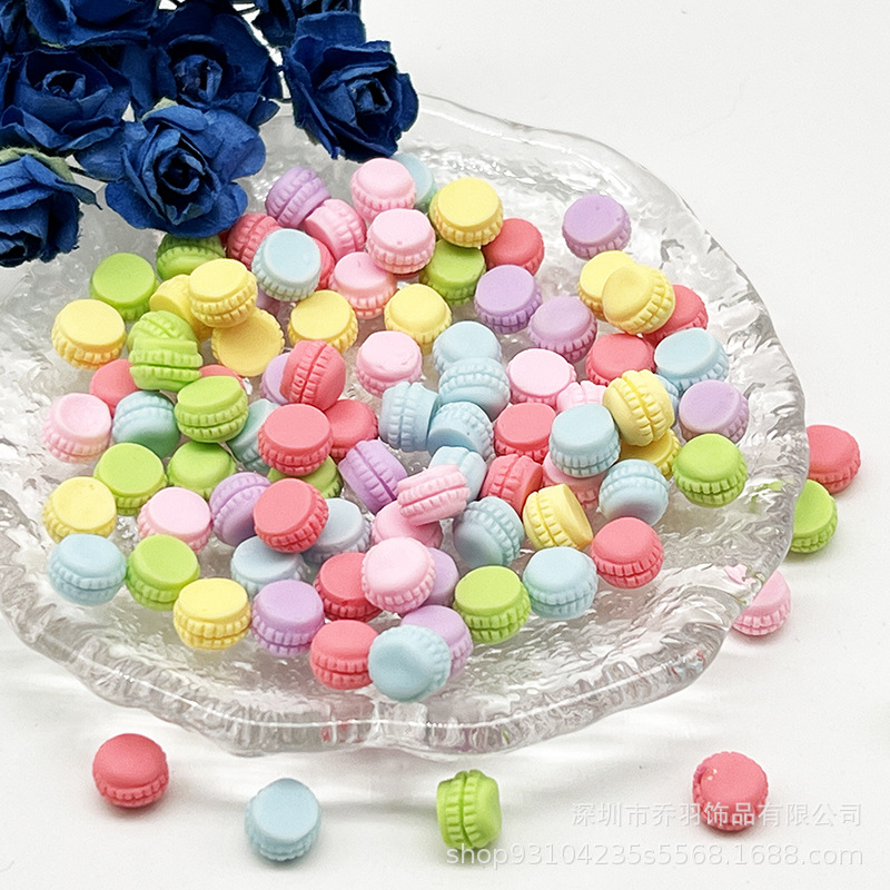 Mini macaron miniatura alimentos y jugar escena resina modelo de juguete DIY horquilla teléfono caso colgante Accesorios al por mayor