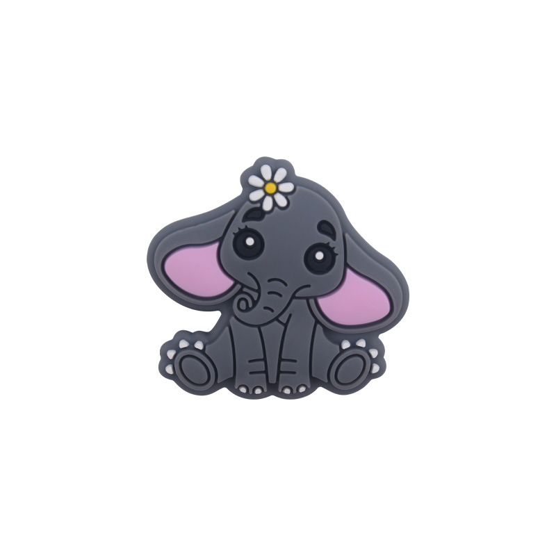 Suministros para bebés de dibujos animados animal elefante mordedor de silicona creativo lindo bebé mordida pezón accesorios de cadena anti-caída