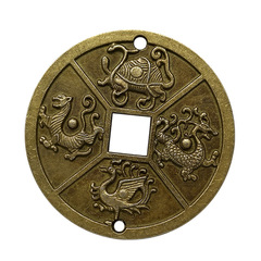 6CM Copper Coin, Auspicious Coin, Chinese Four Holy Spirits Coin