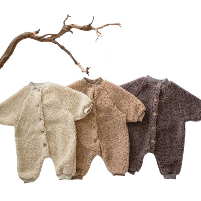Corea del Sur niños ropa bebé ropa de invierno Bebé de una sola pieza suéter mameluco niño forrado de lana mameluco bebé niña mono invierno