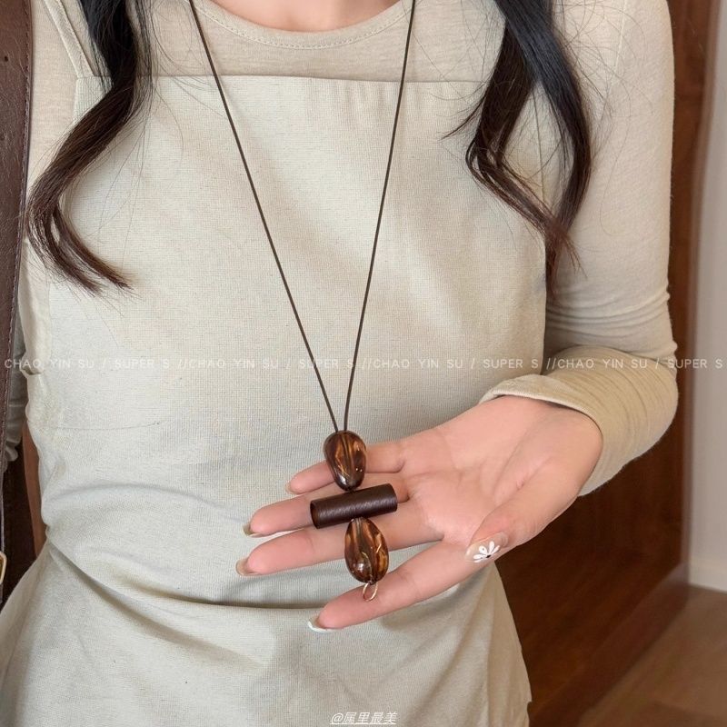 复古长款不规则圆环吊坠项链女民族风可调节挂脖毛衣链高级感配饰|undefined