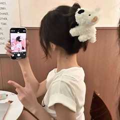 大幂幂同款西高地小狗发夹毛绒发卡侧边夹可爱顶夹前额刘海夹头饰