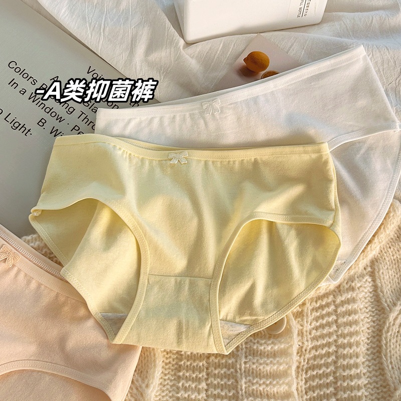 Girl's Underwear Cotton Bacteriostatic Student Korean-style Mid-waist Japanese-style Simple Breathable Antibacterial Comfortable Cotton Briefs