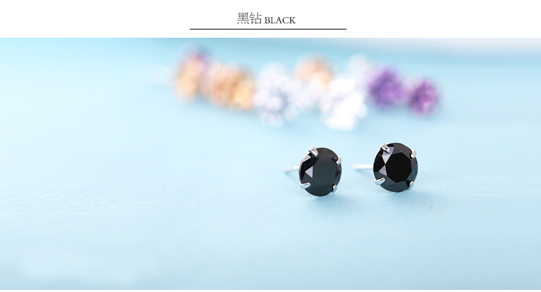 s925纯银四爪水钻耳钉 韩版女韩国小耳饰品 欧美