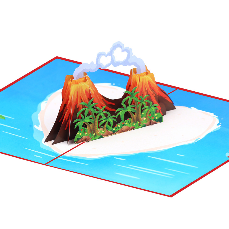 浪漫情人节心形火山立体贺卡有趣的弹出式周年纪念3D祝福留言卡片|undefined