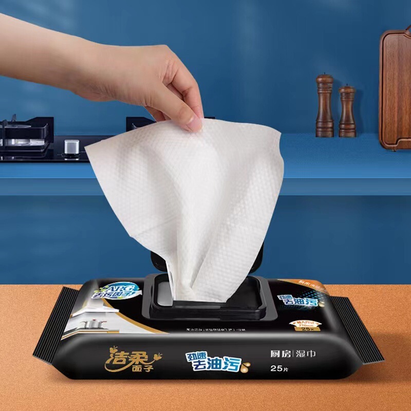 Jierou Kitchen Wipes No-Wash Oil Stain Removable 25 Pieces Cleaning Wet Wipes Household Cleaning Paper Js009-01