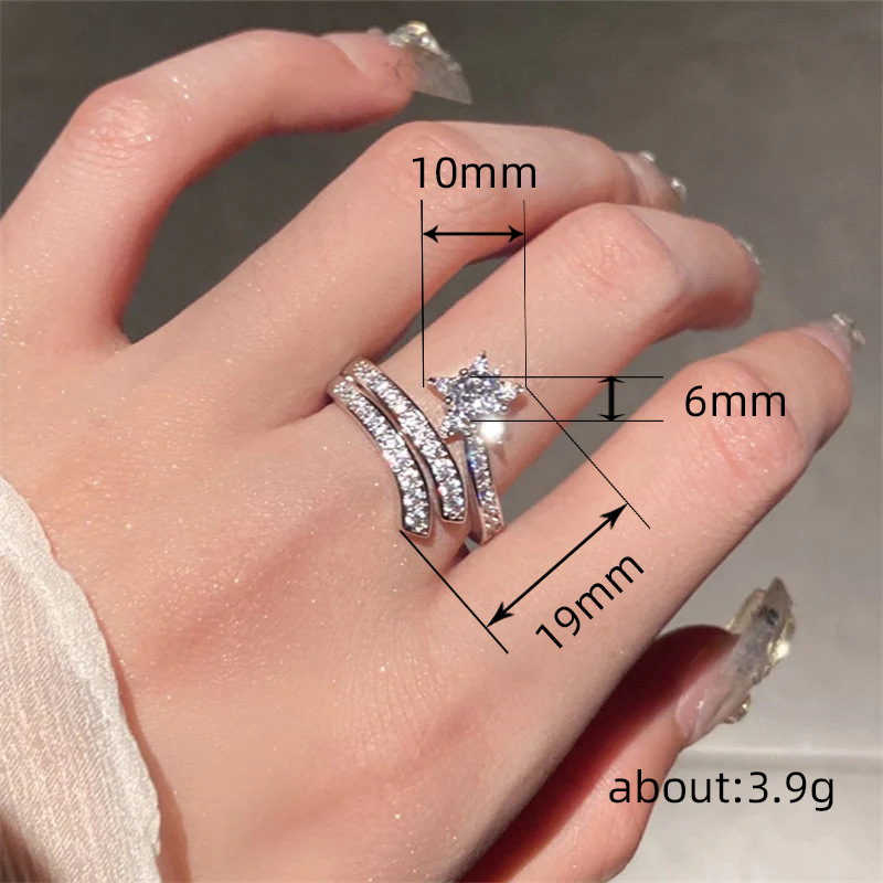 7g Weight Zircon Inlay Material Rings, Earrings Classification Jewelry + Earrings Quantity Holiday, Daily Occasion Copper Material Geometric, Star Pattern All Seasons Season Women's Gender Elegant, Modern Style Style Wholesale Jewelry Elegant Modern Style Geometric Star Copper Zircon Rings Earrings 11