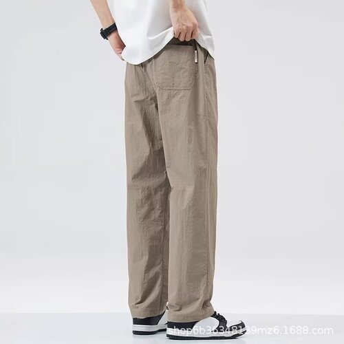 Men's Summer Thin Quick-Dry Loose Straight Work Pants for Summer 2025 Ice Silk Pants
