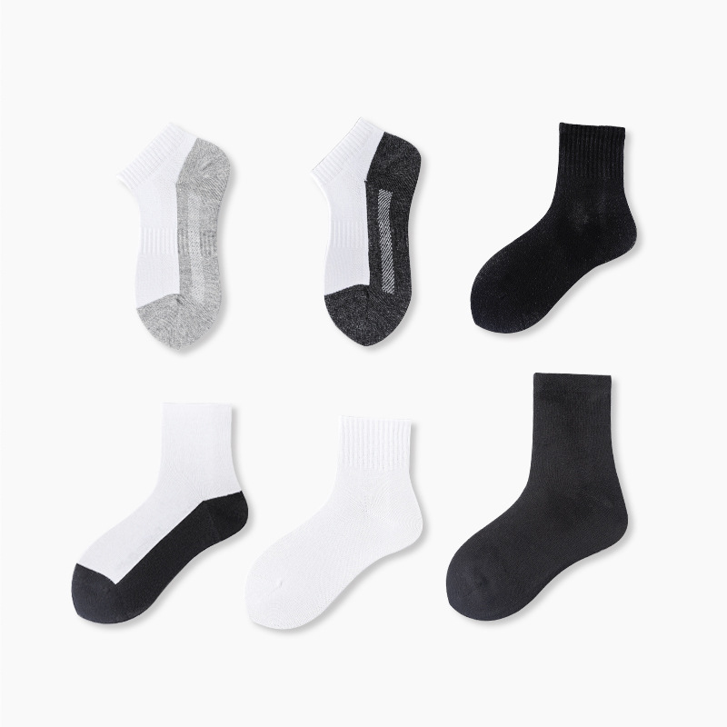White school style cotton socks, sports combed cotton short socks, boys and girls, spring and autumn plus size, adult men's socks