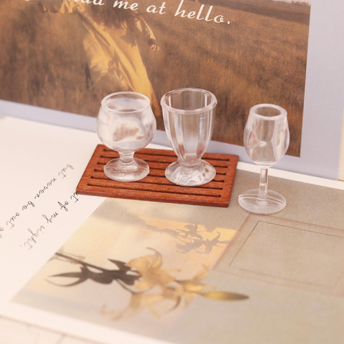 Miniature model red wine glass, milk tea cup, high-stemmed glass, plastic cup 1:6 scale ob11 dollhouse dollhouse