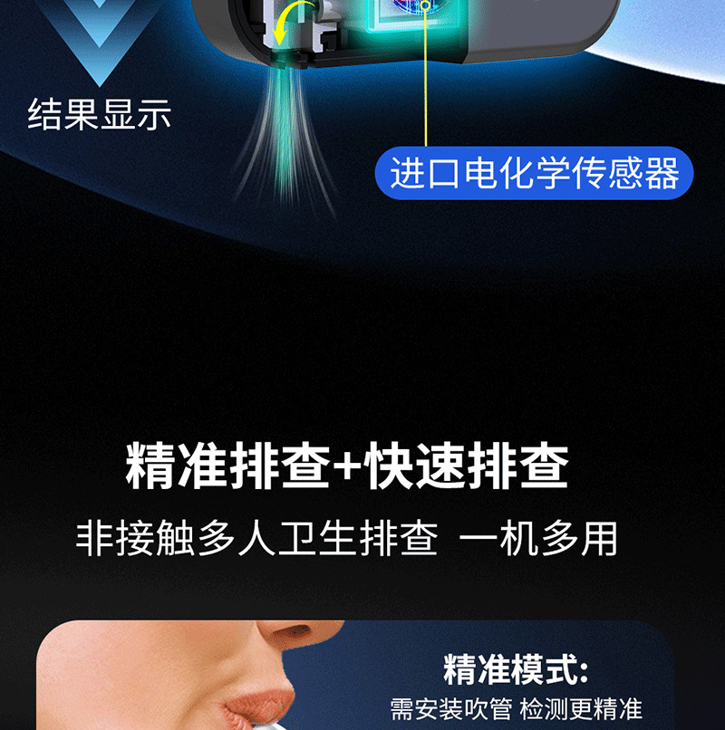 Electrochemical alcohol test detector s + new convenient drunk driving detector cross-border for manufacturers straight hair