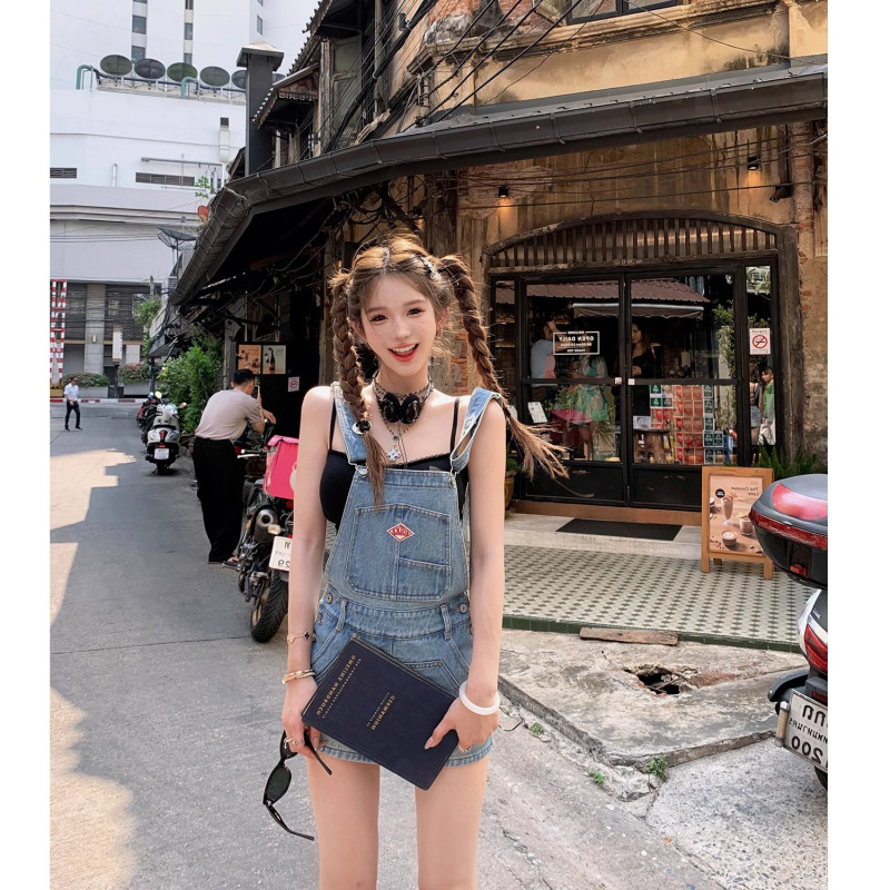 甜酷辣妹少女浅蓝牛仔背带裙女2025新款秋季减龄小个子连衣裙裙裤|undefined
