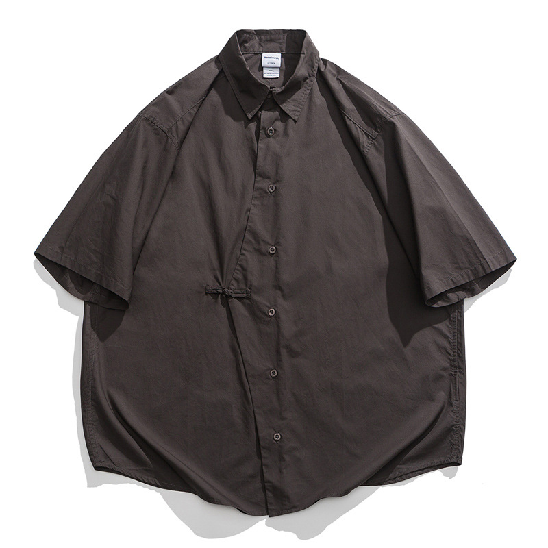Japanese Style Retro Ethnic Style Button Short Sleeve Shirt Men's and Women's Loose Pure Cotton New Chinese Style National Style Half Sleeve Shirt Trendy