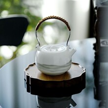 羊脂玉白瓷茶壶水墨山水提梁壶带过滤家用中式功夫茶具高端泡茶壶