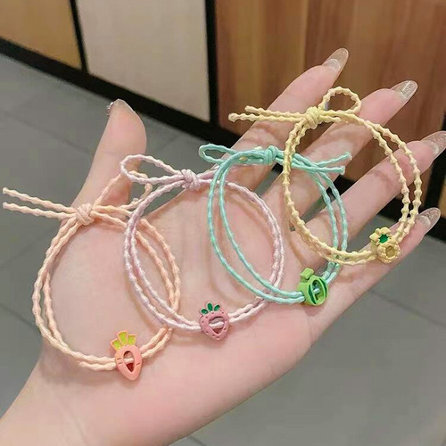 Summer Style Fresh Fruit Hair Ties Simple High Elasticity Girl Heart Strawberry Rubber Bands Instagram Style Wholesale