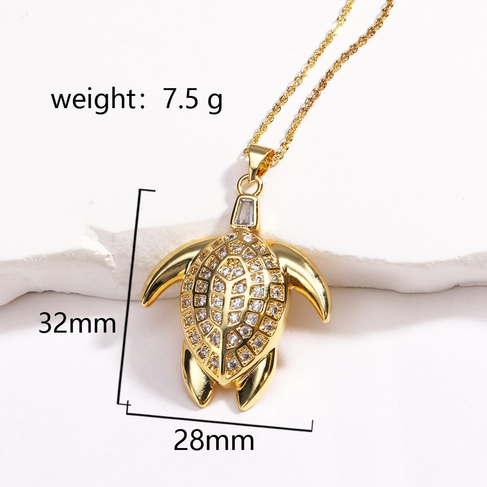 9g Weight Lobster Trigger Clasp Closure Clasp Closure Type Copper Pendant Material Pendant Necklace Classification Copper Chain Material cable chain Chain Type 1 Piece Quantity Casual, Daily Occasion Copper Material Tortoise Pattern All Seasons Season Women's Gender Plating Design Vintage Style Style Wholesale Jewelry Vintage Style Tortoise Copper Plating Cable Chain Pendant Necklace 12