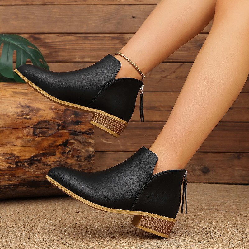2026 Autumn/Winter New Cross-Border Fashion Boots for Women, Pointed Toe, Plus Size, Chunky Heel, European and American Style, Back Zipper, Fashion Flats 2026 Autumn/Winter New Cross-Border Fashion Boots for Women, Pointed Toe, Plus Size, Chunky Heel, European and American Style, Back Zipper, Fashion Flats