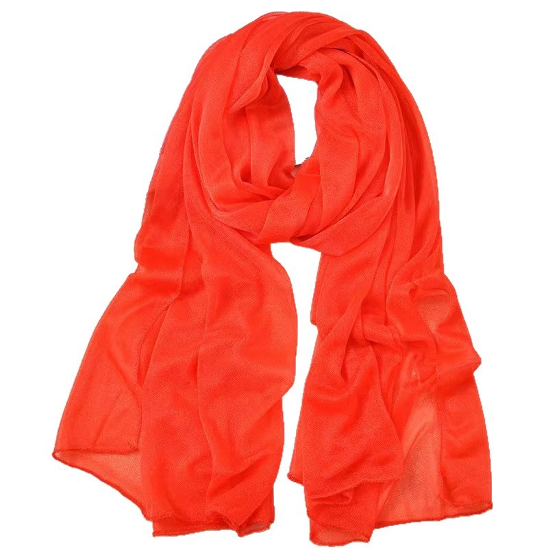 Dance Performance Gauze Scarf Pure Color Chiffon Silk Scarf Seaside Rose Red Shawl Beach Scarf Female Stage Performance