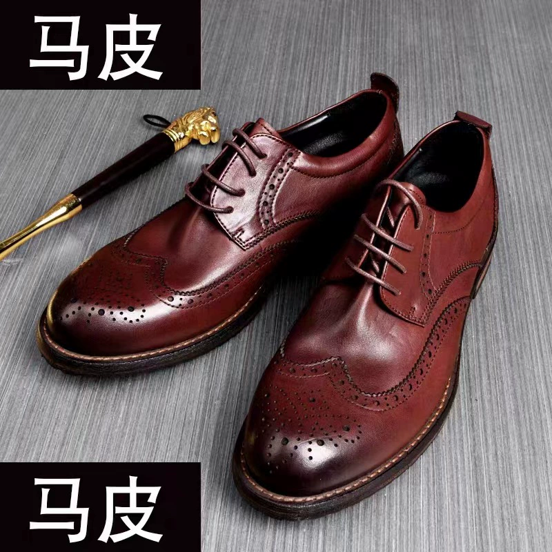 Конская шкура высокого класса мужская кожаная обувь Брок резная обувь Goodyear бычий шкура бычий шкура винтажная свадебная обувь