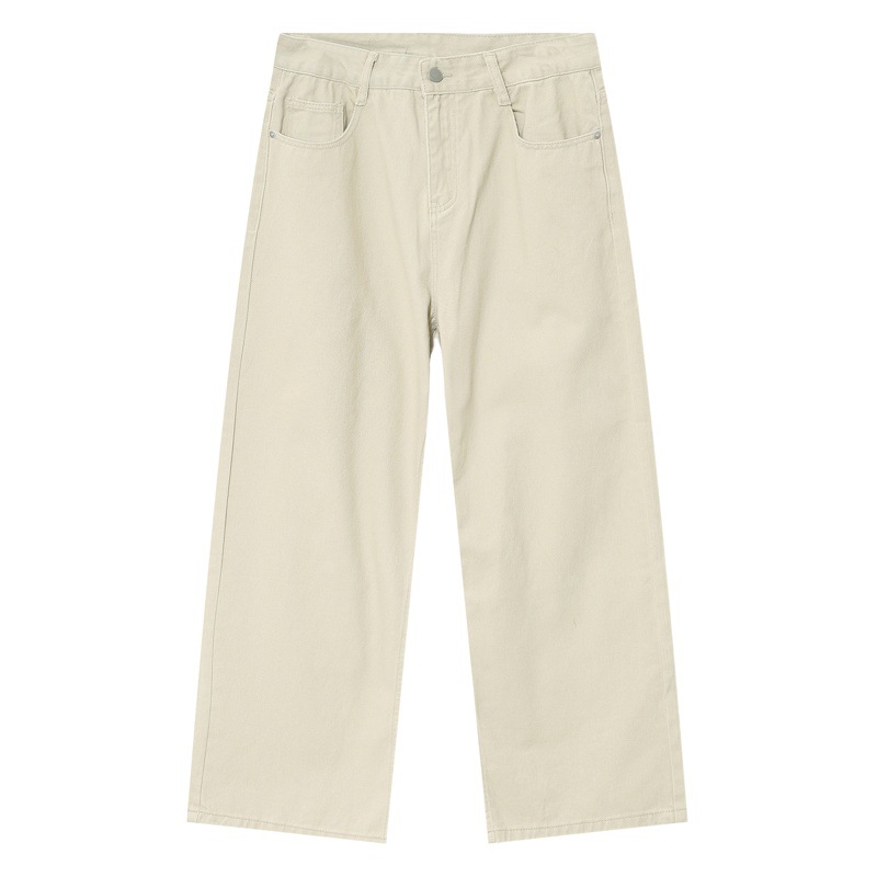 EF JEANS | 2023 Four Seasons Nueva recta suelta estilo coreano simple cintura media-alta color sólido JEANS albaricoque