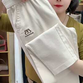 休闲时尚哈伦裤女春秋季新款松紧腰牛仔裤显瘦百搭小脚裤老爹裤