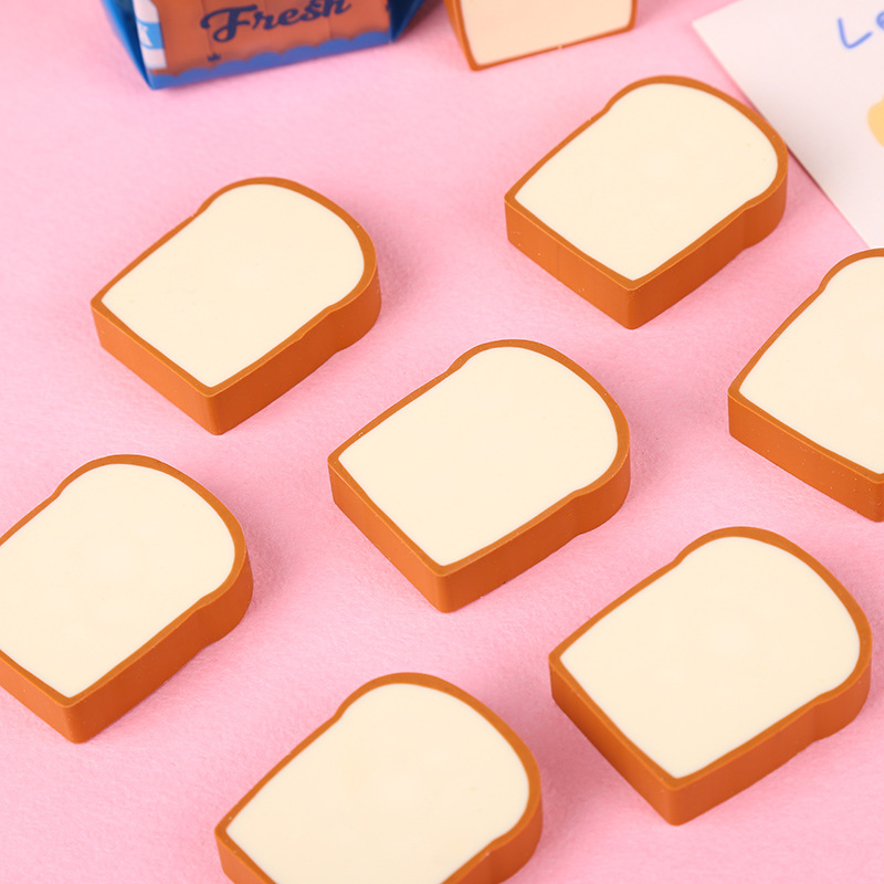 Rubber Material Creative Cartoon Toast Bread Eraser Student Modified Eraser Clean Large Eraser Children's Prizes