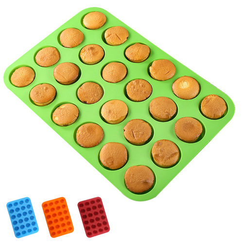 Silicone 24-piece mini cake mold porous round muffin cup baking pan jelly DIY baking mold