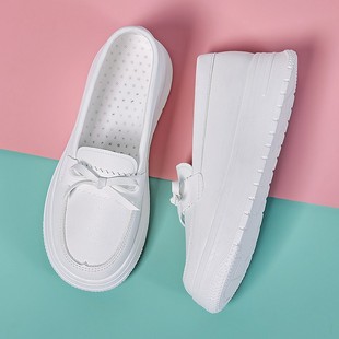 Soft Sole, Non-Tiring, Breathable, Deodorant, Anti-Slip, Bow-Knot Thick Sole, Heightening Hospital Staff Special Female Nurse Shoes