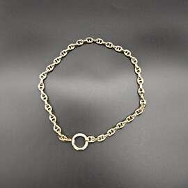 加工铜合金镀真金猪鼻孔钻圈项链包包链吊坠2024新款镀金轻奢叠戴