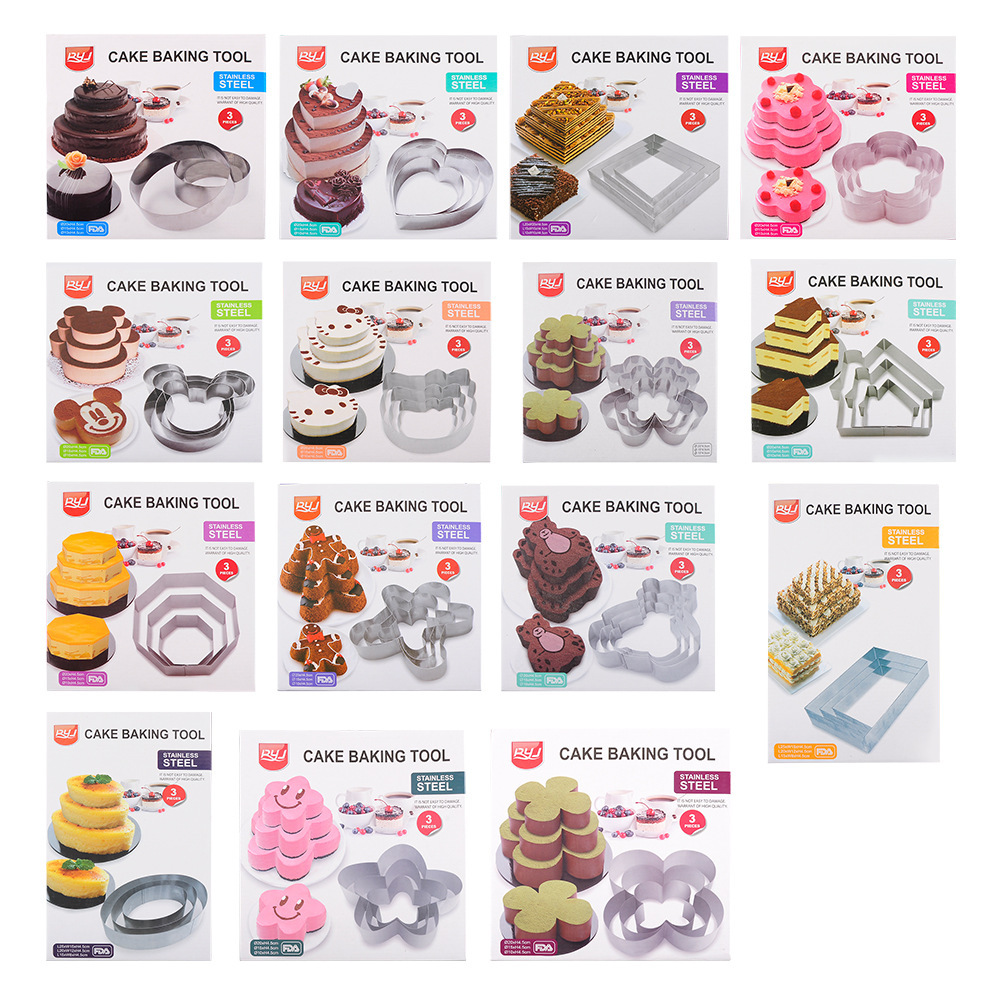 RYJ de 4 pulgadas de 6 pulgadas de 8 pulgadas de acero inoxidable mousse anillo traje molde de la torta en forma de corazón mousse anillo utensilios para hornear
