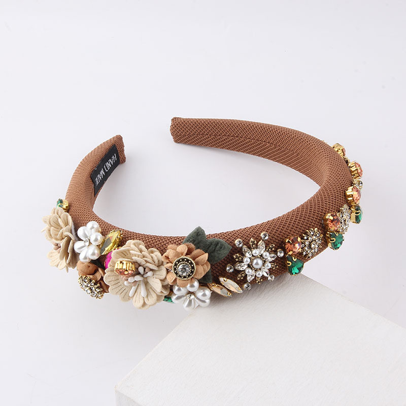 Artificial Pearls Inlay Material Fashion Women'S Flower Diamond Artificial Pearls Hair Band