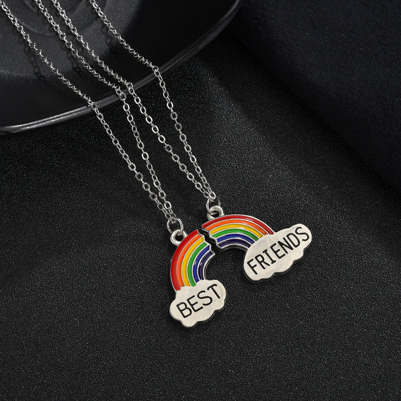 Fashion Necklace Korea Rainbow Cloud Dripping Oil Stitching Pendant Clavicle Chain Necklace display picture 3