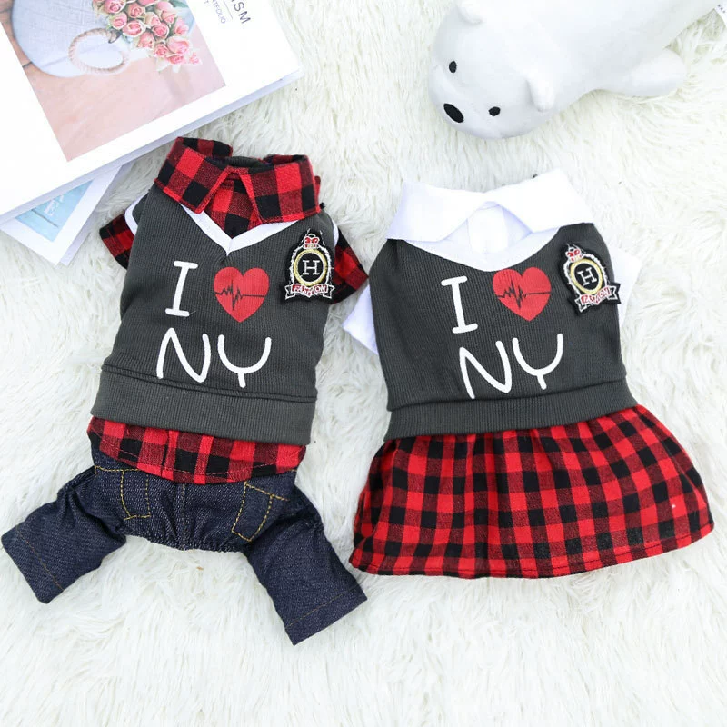 Распродажа Четырехногая одежда Весенне-летний Размер Колледж Пара Одежда для собак Юбка Брюки Одежда для домашних животных Товары для кошек