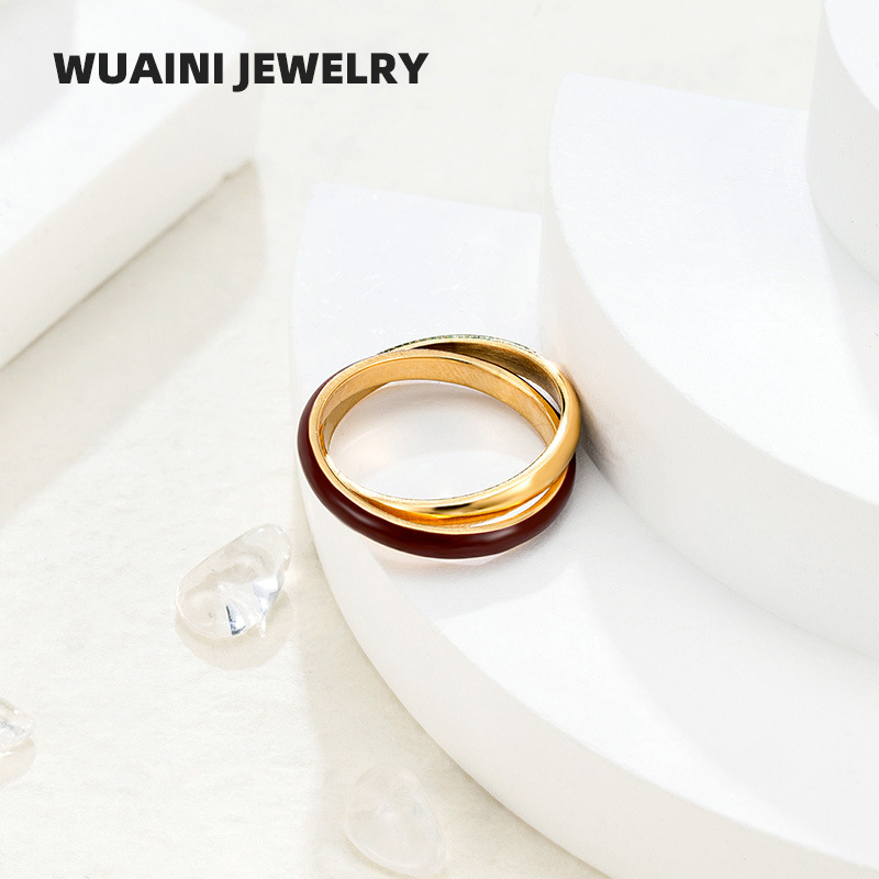 6, 9 Ring Size 1 Piece Quantity Daily Occasion Titanium Steel Material Wholesale Jewelry Elegant Simple Style Geometric Titanium Steel Enamel Rings