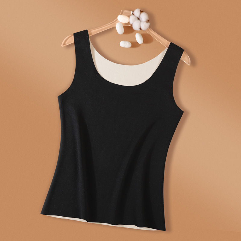 Otoño y invierno nuevo chaleco de terciopelo sin marcas caliente mujer doble cara molido color sólido ropa interior de base grande ropa interior caliente image 6