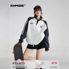 ICH MODE 美式立领运动外套女春季2025新款卫衣开衫夹克上衣chic