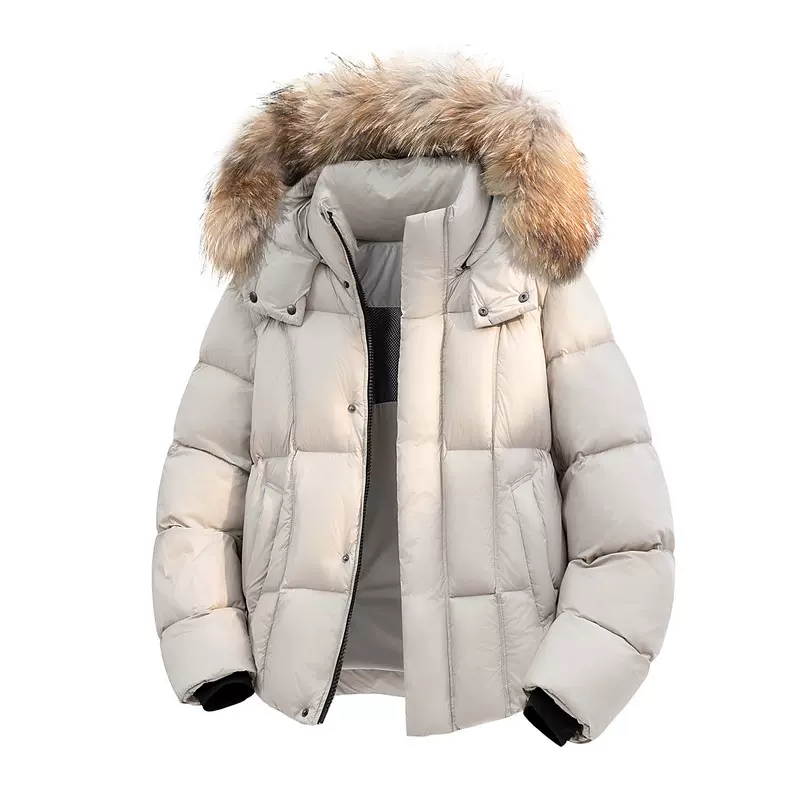 源头工厂冬季新款大毛领帽子羽绒服可拆卸时尚大码加厚气质外套潮