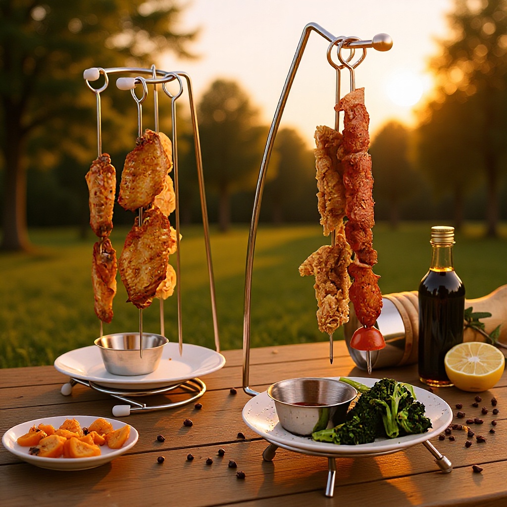 Soporte para Brochetas de Barbacoa de 6 Brochetas en Acero Inoxidable 304
