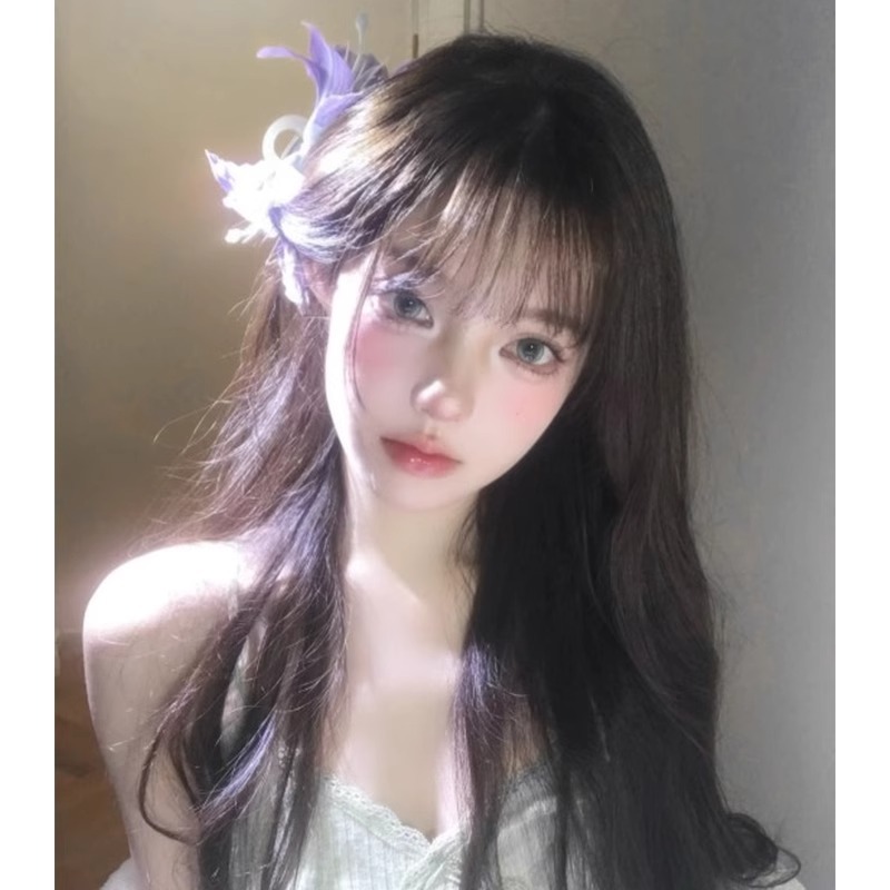 Super sensación de atmósfera de imitación estereoscópica de lirio clips de cabello de mujer gradiente púrpura detrás de la cabeza de cabello agarrar clips adornamiento de cabello