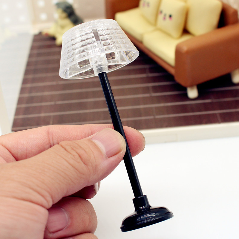 Dollhouse Dollhouse espacio cuadrado mini lámpara de piso de plástico DIY auto-creado modelo de escena en miniatura