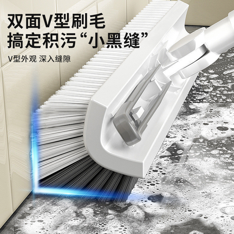 Floor Brush, Cleaning Brush, Floor Seam Brush, Long-Handled Bathroom Gap Brush, Hard-Bristled Bathroom Toilet Brush with Hair Clip