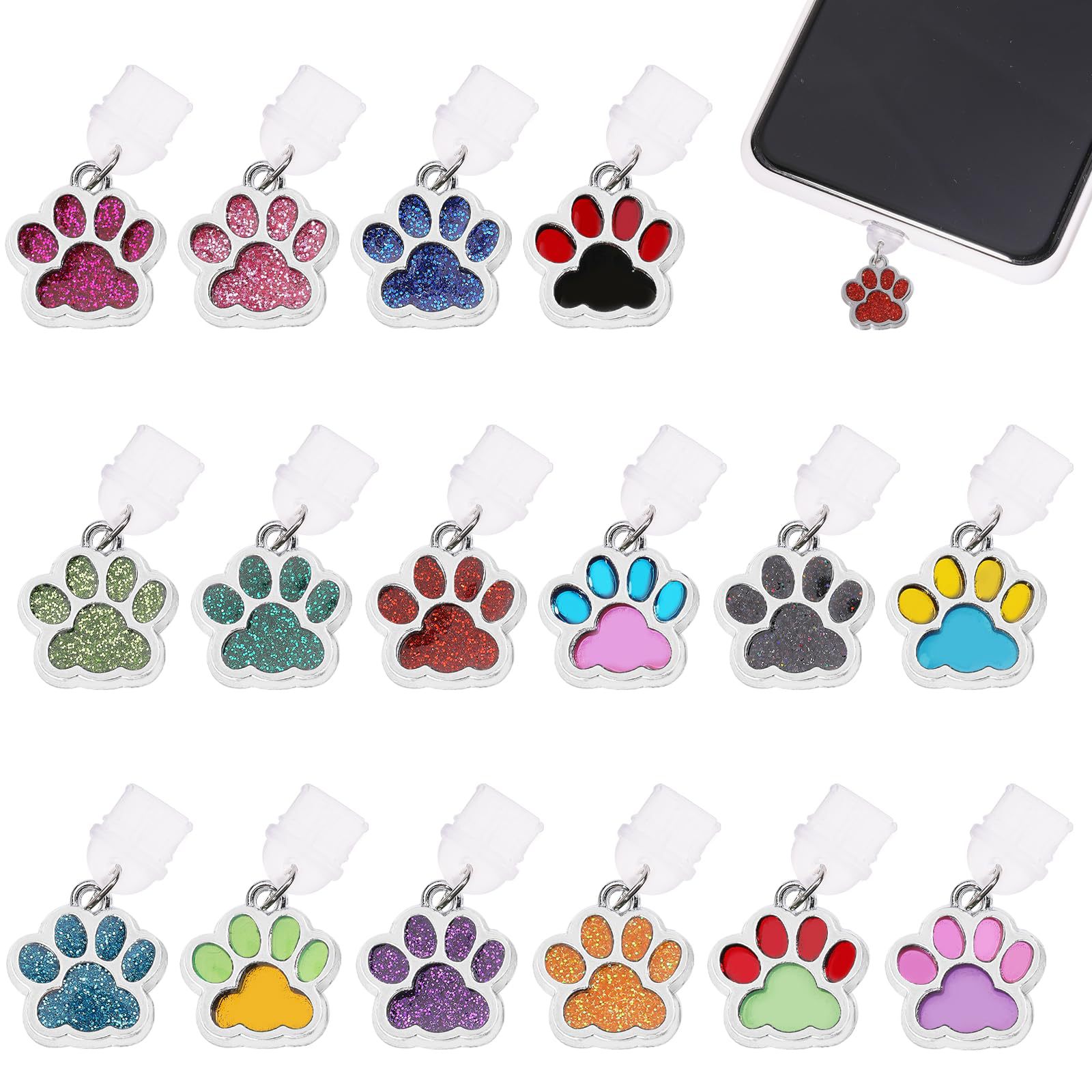 16 kombinasyon USB-c toz fişleri Kawaii Toz Fişi Charm, emaye kedi pençesi yeni stil