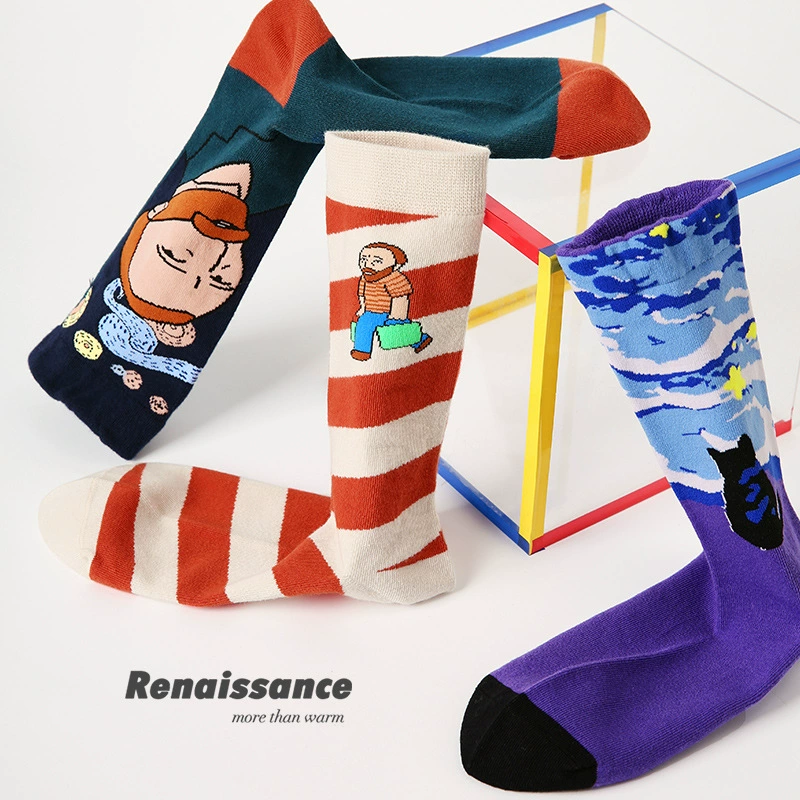 文艺复兴 Genuine design retro trend cotton knee socks, mid-length, internet celebrity, wholesale