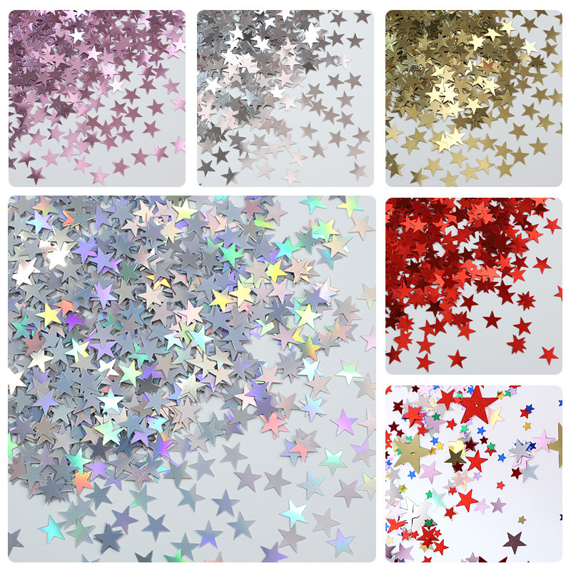 Wholesale Five-Pointed Star Sequins Red Five-Pointed Star Laser Silver Moon Eye Makeup Glitter DIY Jewelry Accessories